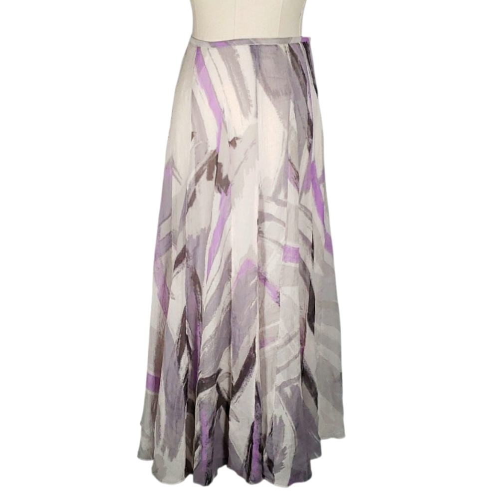 Pastel Sillk Chiffon Etheral Midi Skirt Fairycore Balletcore Abstract Fluted 12